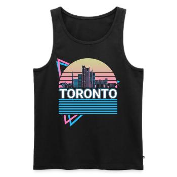 Toronto City Skyline Cityscape Rétro - Débardeur bio Premium Homme - noir - Devant - AI Model Male 178 light (178cm)