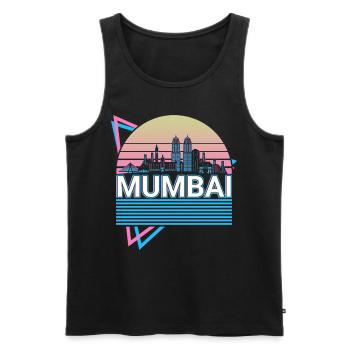Mumbai City Skyline Cityscape Retro - Men's Premium Organic Tank Top - black - Front - AI Model Male 178 light (178cm)