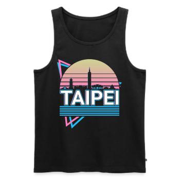 Taipei City Skyline Cityscape Rétro - Débardeur bio Premium Homme - noir - Devant - AI Model Male 178 light (178cm)