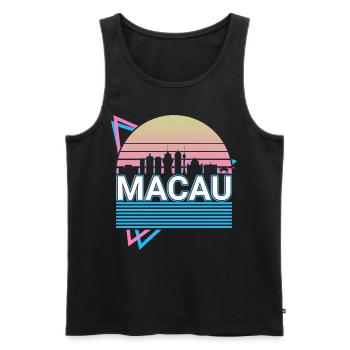 Macau Stadt Skyline Stadtbild Retro - Männer Premium Bio Tank Top - Schwarz - Vorne - AI Model Male 178 light (178cm)
