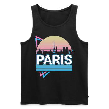 Paris City Skyline Cityscape Rétro - Débardeur bio Premium Homme - noir - Devant - AI Model Male 178 light (178cm)