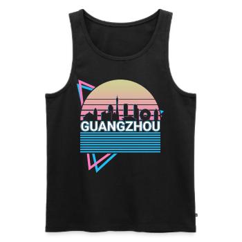 Guangzhou City Skyline Cityscape Rétro - Débardeur bio Premium Homme - noir - Devant - AI Model Male 178 light (178cm)