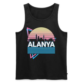 Alanya Stadt Skyline Stadtbild Retro - Männer Premium Bio Tank Top - Schwarz - Vorne - Michal (187cm)
