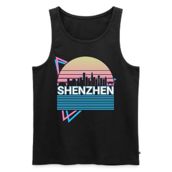 Shenzhen Stadt Skyline Stadtbild Retro - Männer Premium Bio Tank Top - Schwarz - Vorne - Michal (187cm)