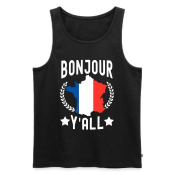France Gift Paris Français Français Monaco - Débardeur bio Premium Homme - noir - Devant - Michal (187cm)