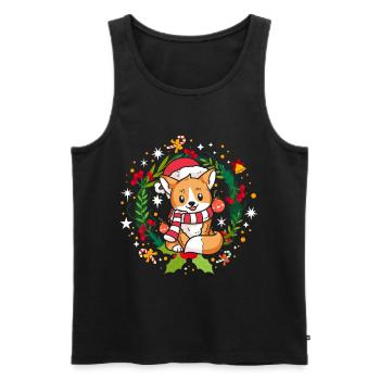 Ugly Christmas Fuchs Muster Strick Xmas Christkind - Männer Premium Bio Tank Top - Schwarz - Vorne - Michal (187cm)