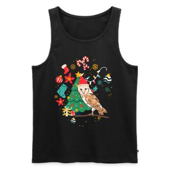 Hibou de Noël laid - Débardeur bio Premium Homme - noir - Devant - AI Model Male 178 light (178cm)