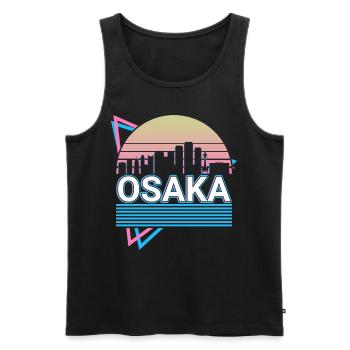 Osaka City Skyline Cityscape Rétro - Débardeur bio Premium Homme - noir - Devant - AI Model Male 178 light (178cm)