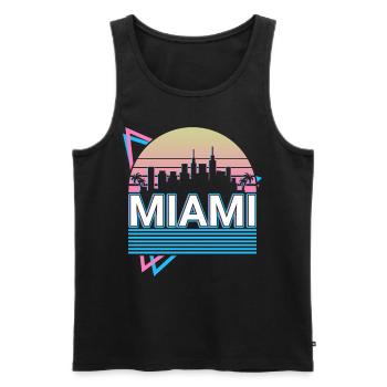 Miami Stadt Skyline Stadtbild Retro - Männer Premium Bio Tank Top - Schwarz - Vorne - AI Model Male 178 light (178cm)