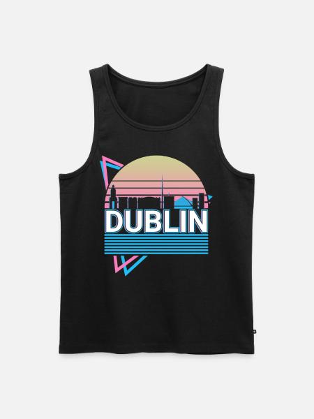 Dublin City Skyline Cityscape Retro - Men's Premium Organic Tank Top - black