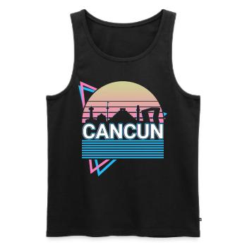 Cancun Stadt Skyline Stadtbild Retro - Männer Premium Bio Tank Top - Schwarz - Vorne - Michal (187cm)