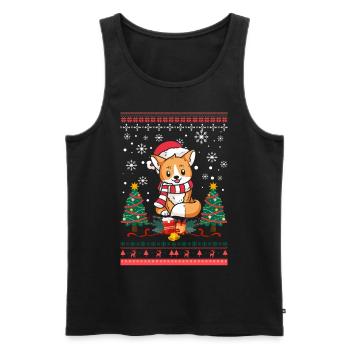 Ugly Christmas Fuchs Muster Strick Xmas Christkind - Männer Premium Bio Tank Top - Schwarz - Vorne - Michal (187cm)