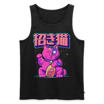 Cyborg Maneki Neko Cat Japanese Cyber Aesthetics - Men's Premium Organic Tank Top - black - Front - AI Model Male 178 light (178cm)