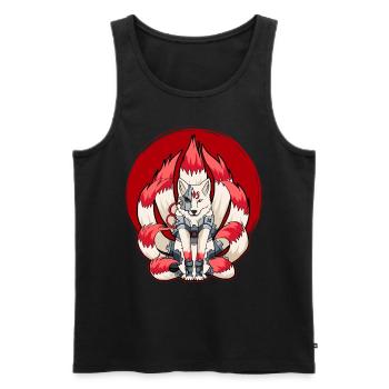 Cyborg Kitsune Nine-tailed Fox Cyber-Aesthetic - Men's Premium Organic Tank Top - black - Front - AI Model Male 178 light (178cm)
