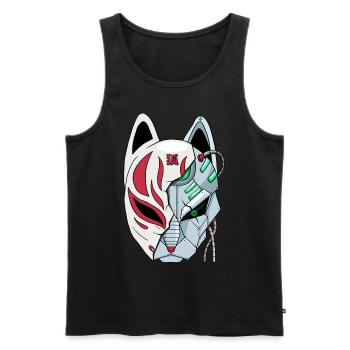 Cyborg Kitsune Mask Fox Mask Cyber Aesthetics - Men's Premium Organic Tank Top - black - Front - AI Model Male 178 light (178cm)