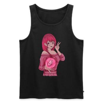 Baddie Girl Aesthetic Anime Girl Butterfly - Men's Premium Organic Tank Top - black - Front - AI Model Male 178 light (178cm)