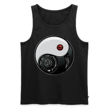 Cyborg Ying Yang Yin Yang Cyber Aesthetics - Men's Premium Organic Tank Top - black - Front - AI Model Male 178 light (178cm)