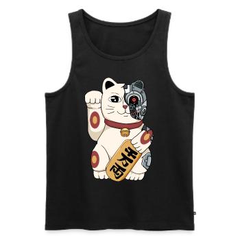 Cyborg Maneki Neko Cat Cyber Aesthetics - Men's Premium Organic Tank Top - black - Front - AI Model Male 178 light (178cm)