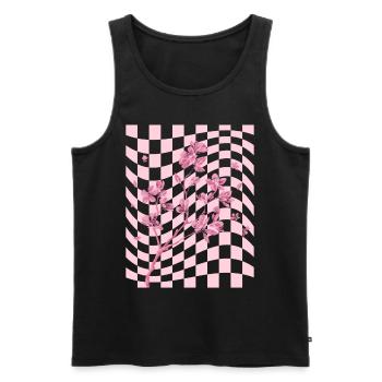 Danish Pastel Aesthetic Cherry Blossom Japanese - Men's Premium Organic Tank Top - black - Front - AI Model Male 178 light (178cm)