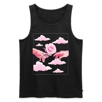Danish Pastel Aesthetic Pink Rose Creation by - Men's Premium Organic Tank Top - black - Front - AI Model Male 178 light (178cm)