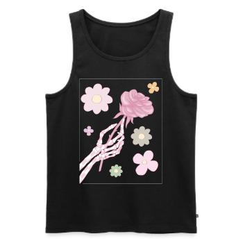Dänische Pastell-Ästhetik Skelett Hand Rote Rose - Männer Premium Bio Tank Top - Schwarz - Vorne - Michal (187cm)