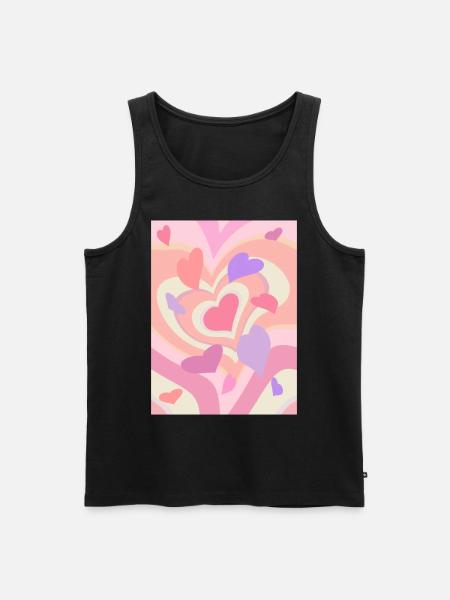 Danish Pastel Aesthetic Heart Pattern - Men's Premium Organic Tank Top - black