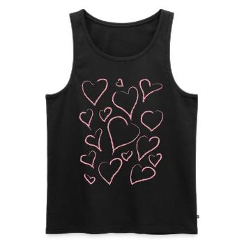 Danish Pastel Aesthetics Abstract Heart Pattern - Men's Premium Organic Tank Top - black - Front - AI Model Male 178 light (178cm)