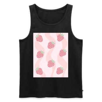 Esthétique pastel danoise Fraises - Débardeur bio Premium Homme - noir - Devant - Michal (187cm)