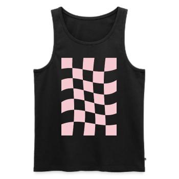 Danish pastel aesthetic pink checkered - Men's Premium Organic Tank Top - black - Front - AI Model Male 178 light (178cm)