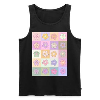 Danish Pastel Aesthetic Retro Flower Pattern - Men's Premium Organic Tank Top - black - Front - Michal (187cm)