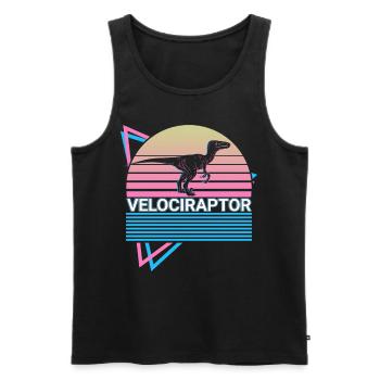 Velociraptor Dinosaure Rétro - Débardeur bio Premium Homme - noir - Devant - Michal (187cm)