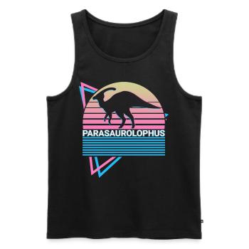 Parasaurolophus Dinosaure Rétro - Débardeur bio Premium Homme - noir - Devant - Michal (187cm)