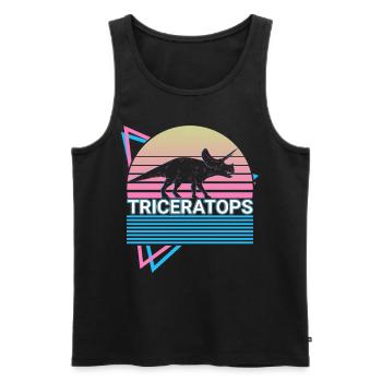 Tricératops Dinosaure Rétro - Débardeur bio Premium Homme - noir - Devant - Michal (187cm)