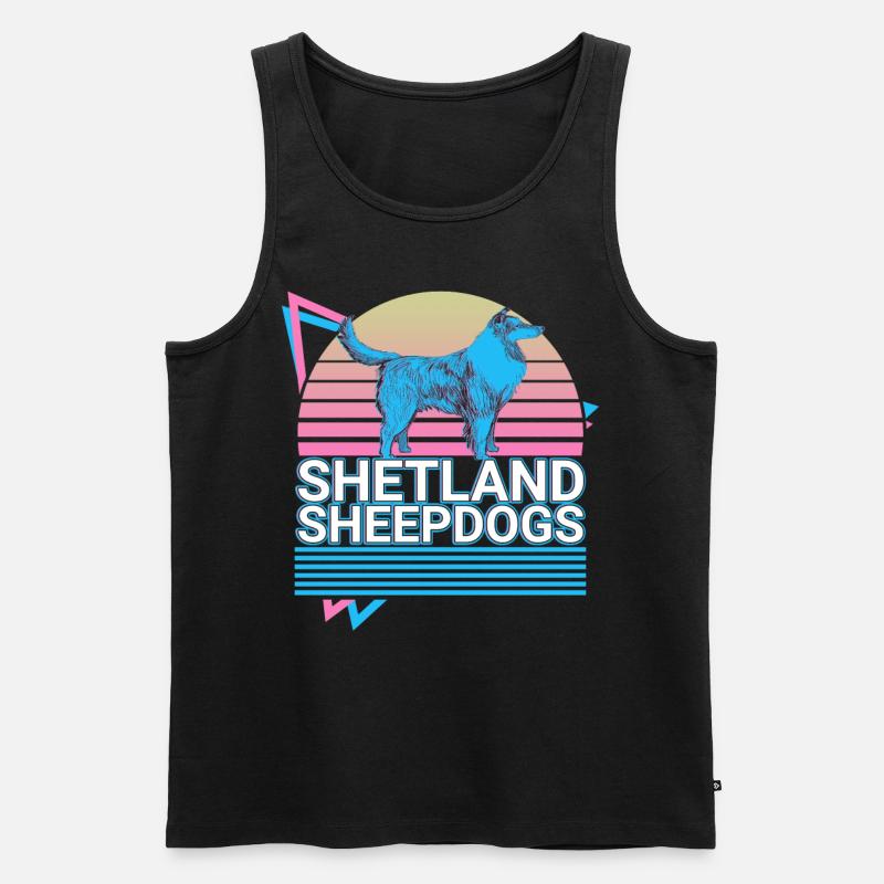 Shetland Sheepdogs Retro - Männer Premium Bio Tank Top - Schwarz