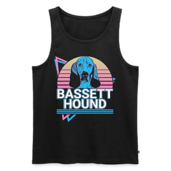 Basset Hound Rétro - Débardeur bio Premium Homme - noir - Devant - Michal (187cm)