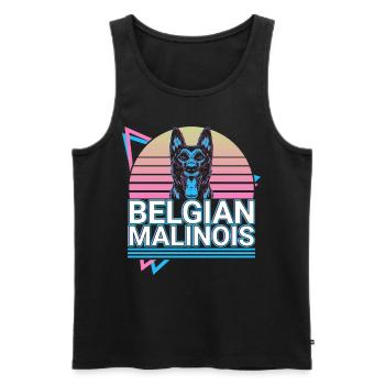 Malinois Rétro belge - Débardeur bio Premium Homme - noir - Devant - AI Model Male 178 light (178cm)