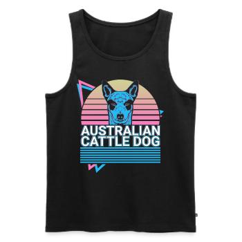 Chien de bétail australien Retro - Débardeur bio Premium Homme - noir - Devant - Michal (187cm)