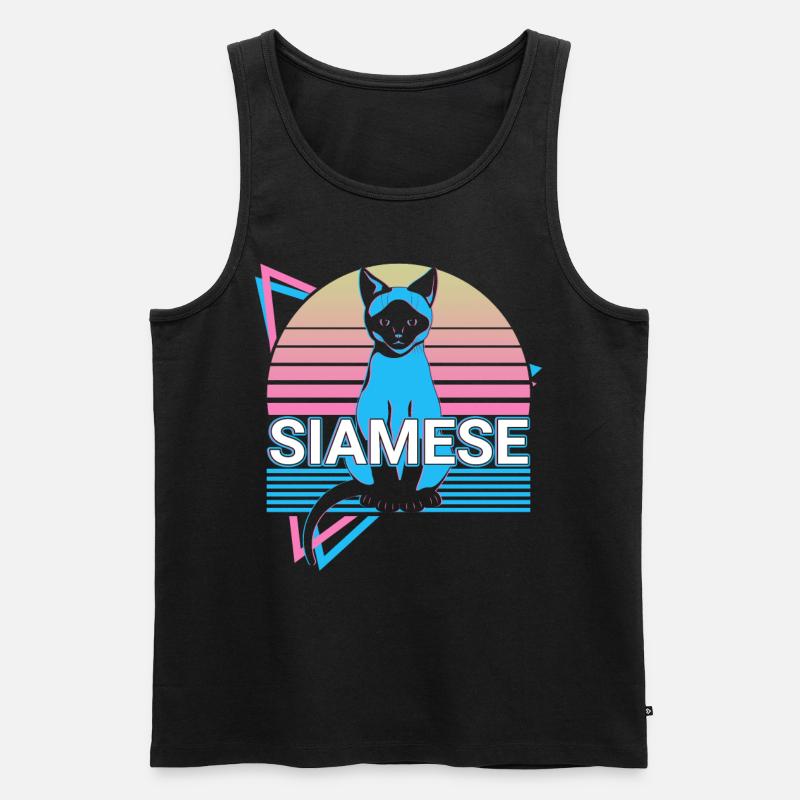 Siamkatze Retro - Männer Premium Bio Tank Top - Schwarz