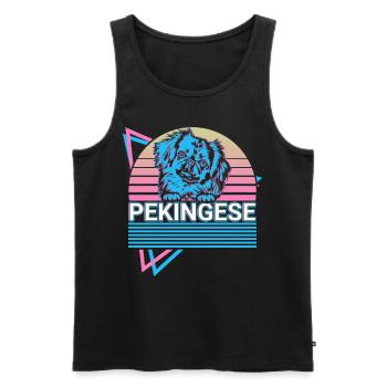Pekinese Retro - Männer Premium Bio Tank Top - Schwarz - Vorne - AI Model Male 178 light (178cm)