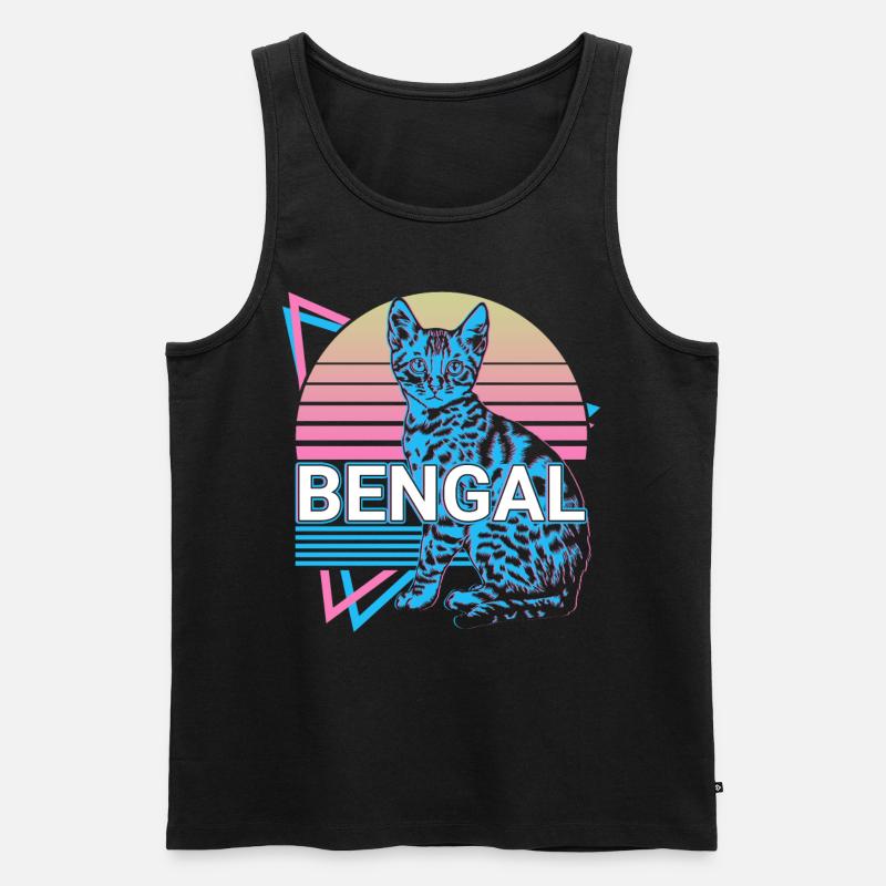 Bengalkatze Retro - Männer Premium Bio Tank Top - Schwarz