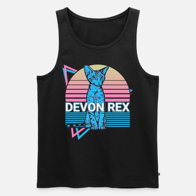 Devon Rex Katze Retro - Männer Premium Bio Tank Top - Schwarz