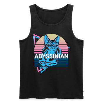 Chat Abyssin Rétro - Débardeur bio Premium Homme - noir - Devant - Michal (187cm)