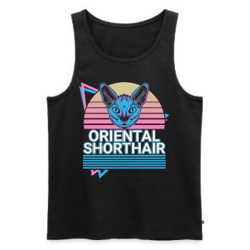 Orientalisch Kurzhaar Katze Retro - Männer Premium Bio Tank Top - Schwarz - Vorne - AI Model Male 178 light (178cm)