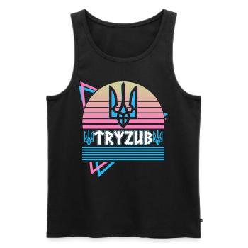 Tryzub Trident ukrainien armoiries de l’Ukraine - Débardeur bio Premium Homme - noir - Devant - Michal (187cm)