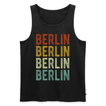 Berlin City Retro Vintage - Men's Premium Organic Tank Top - black - Front - Michal (187cm)