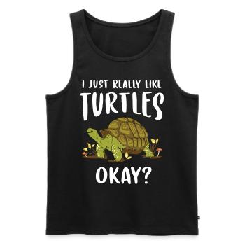 Turtle Relaxed Chill Sea Ocean Beach - Men's Premium Organic Tank Top - black - Front - Michal (187cm)
