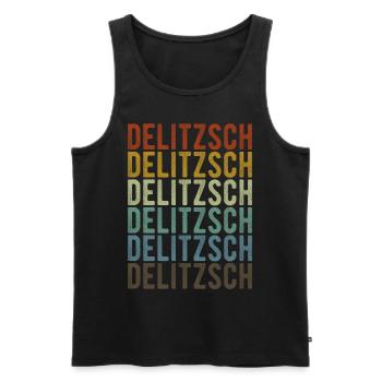 Delitzsch Stadt Retro Vintage - Männer Premium Bio Tank Top - Schwarz - Vorne - AI Model Male 178 light (178cm)