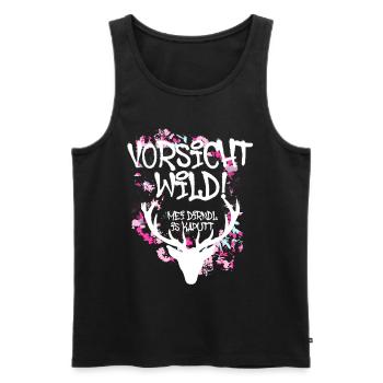vorsicht wild,geweih,hirsch,dirndl is kaputt, - Männer Premium Bio Tank Top - Schwarz - Vorne - Michal (187cm)