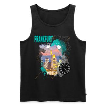 Francfort, Allemagne, ville, Skyline, Vintage Rétro - Débardeur bio Premium Homme - noir - Devant - Michal (187cm)