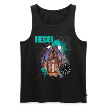 Dresde Allemagne City Skyline Vintage Retro - Débardeur bio Premium Homme - noir - Devant - Michal (187cm)